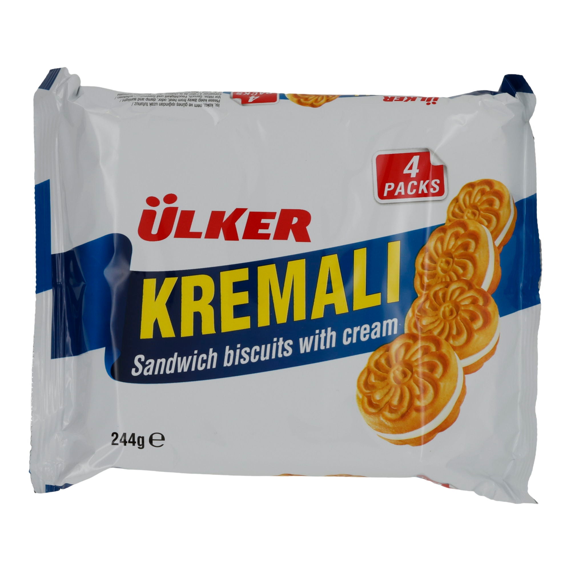 Doppelkekse Ülker | Kremalı | mit Cremefüllung | 4er-Pack à 61 g (244 g Gesamt) UELKER